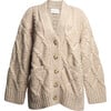 Women's Kayln Drop Shoulder Long Sleeve Knit Button-Up Cardigan, Oatmeal Melange - Cardigans - 1 - thumbnail