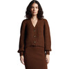 Women's Sara Blouson Sleeve Cropped Button-Up Cardigan, Cocoa - Cardigans - 2