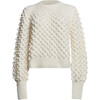 Women's Camila Pop Corn Stitch Blouson Sleeve Hand Knit Sweater, Ivory - Sweaters - 1 - thumbnail