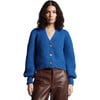 Women's Sara Blouson Sleeve Cropped Button-Up Cardigan, Azul - Cardigans - 2