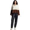 Women's Uma Color-Block Ribbed Drop Shoulder Half-Zip Poncho, Ivory & Cocoa - Sweaters - 6