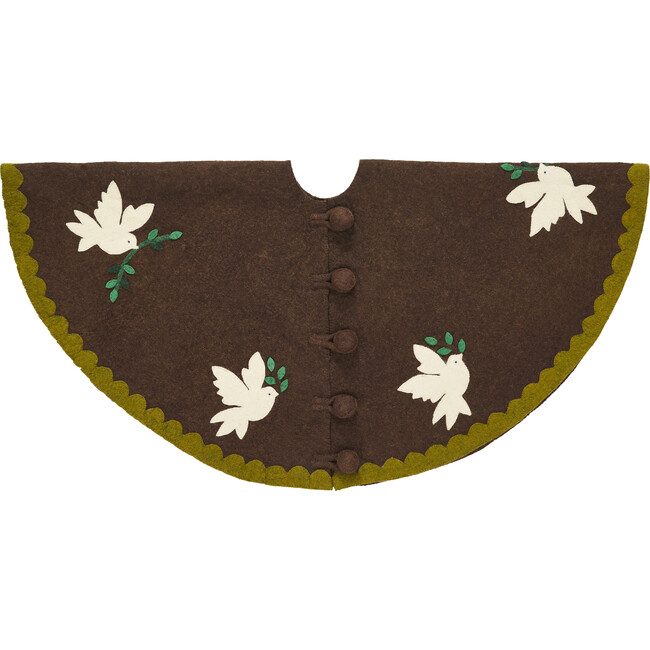 Wool Dove Tree Skirt, Dark Brown