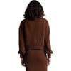 Women's Sara Blouson Sleeve Cropped Button-Up Cardigan, Cocoa - Cardigans - 3