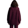 Women's Lian Pop Corn Stitch Hand Knit Button-Up Cardigan, Bordeaux - Cardigans - 3