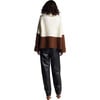 Women's Uma Color-Block Ribbed Drop Shoulder Half-Zip Poncho, Ivory & Cocoa - Sweaters - 7