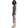 Women's Lora Ribbed Hem Long Sleeve Cable Knit Sweater Dress, Pale Grey - Dresses - 4