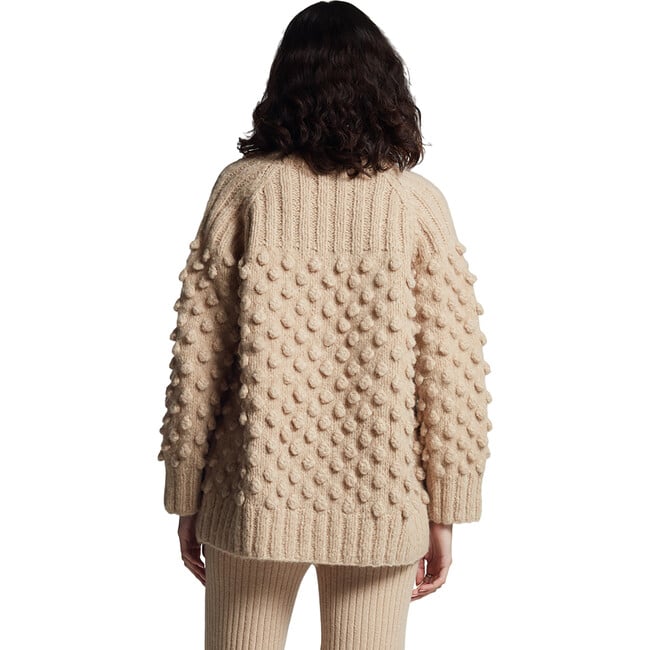 Women's Lian Pop Corn Stitch Hand Knit Button-Up Cardigan, Pale Camel - Cardigans - 3