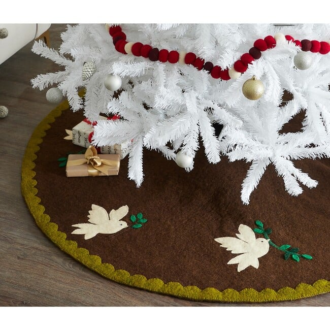 Wool Dove Tree Skirt, Dark Brown - Tree Skirts - 2