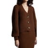 Women's Sara Blouson Sleeve Cropped Button-Up Cardigan, Cocoa - Cardigans - 4