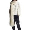 Women's Raya Ribbed Tassel End Scarf, Ivory - Scarves - 4