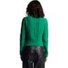 Women's Carly Mock Neck Long Sleeve Cable Knit Sweater, Emerald - Sweaters - 3