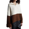 Women's Uma Color-Block Ribbed Drop Shoulder Half-Zip Poncho, Ivory & Cocoa - Sweaters - 8