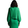 Women's Becca Crew Neck Blouson Sleeve Button-Up Cardigan, Emerald - Cardigans - 3