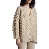 Women's Lian Pop Corn Stitch Hand Knit Button-Up Cardigan, Pale Camel - Cardigans - 4