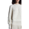 Women's Camila Pop Corn Stitch Blouson Sleeve Hand Knit Sweater, Ivory - Sweaters - 4