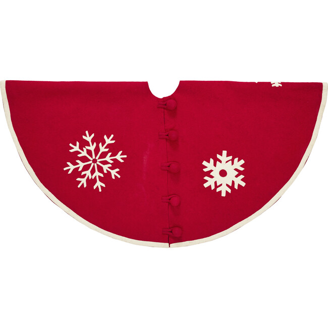 Snowflakes Christmas Tree Skirt, Red