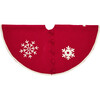Handmade Christmas Tree Skirt in Felt - Snowflakes on Red - Tree Skirts - 1 - thumbnail