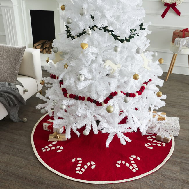 Candy Cane Christmas Tree Skirt, Red - Tree Skirts - 2