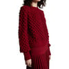 Women's Camila Pop Corn Stitch Blouson Sleeve Hand Knit Sweater, Claret - Sweaters - 4