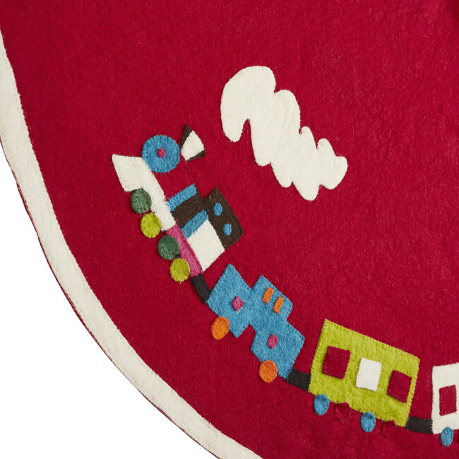 Toy Train Tree Skirt, Red - Tree Skirts - 3