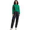 Women's Carly Mock Neck Long Sleeve Cable Knit Sweater, Emerald - Sweaters - 5