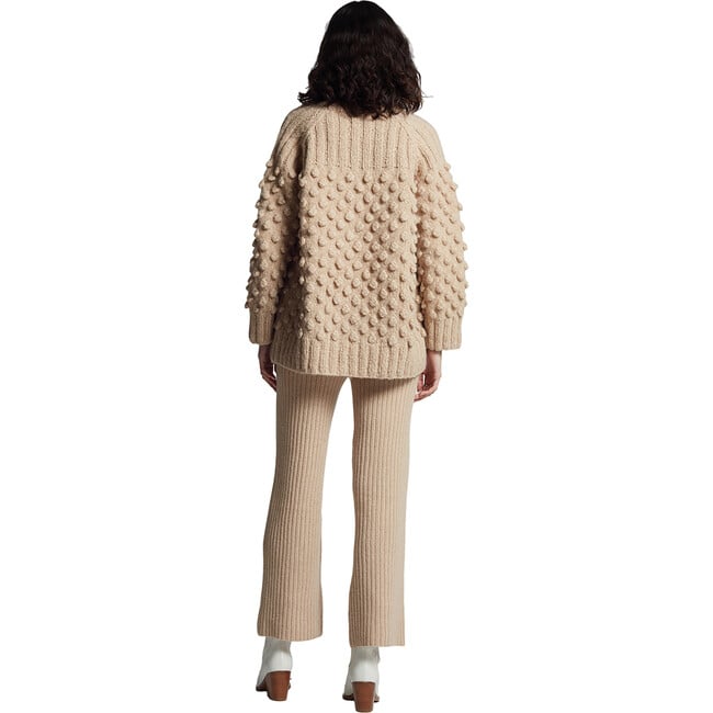 Women's Lian Pop Corn Stitch Hand Knit Button-Up Cardigan, Pale Camel - Cardigans - 6