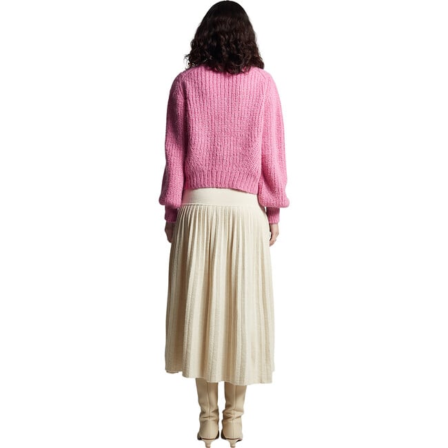 Women's Sara Blouson Sleeve Cropped Button-Up Cardigan, Taffy Pink - Cardigans - 6