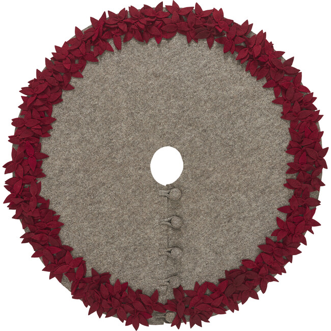 Hand Felted Overlapping Flowers Tree Skirt, Grey/Maroon - Tree Skirts - 5