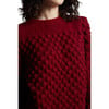 Women's Camila Pop Corn Stitch Blouson Sleeve Hand Knit Sweater, Claret - Sweaters - 5