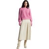 Women's Camila Pop Corn Stitch Blouson Sleeve Hand Knit Sweater, Taffy Pink - Sweaters - 6