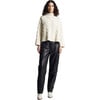 Women's Mae Funnel Neck Long Sleeve Cable Knit Sweater, Ivory - Sweaters - 6