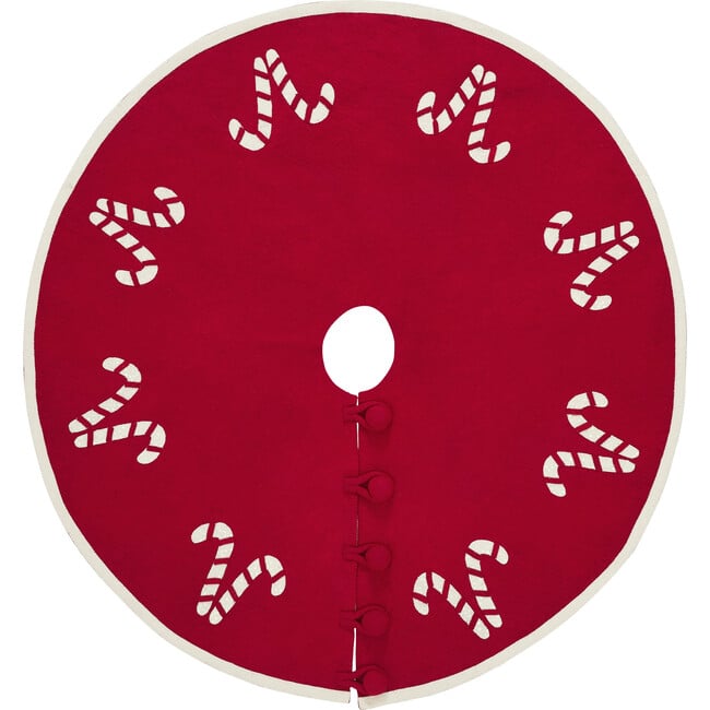 Candy Cane Christmas Tree Skirt, Red - Tree Skirts - 3