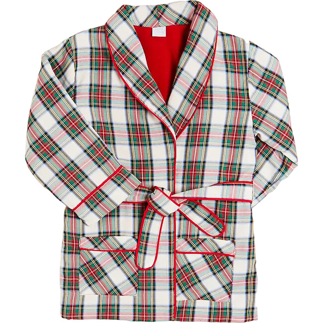 Sussex Tartan Print Robe Front Pocket Dressing Gown, Red