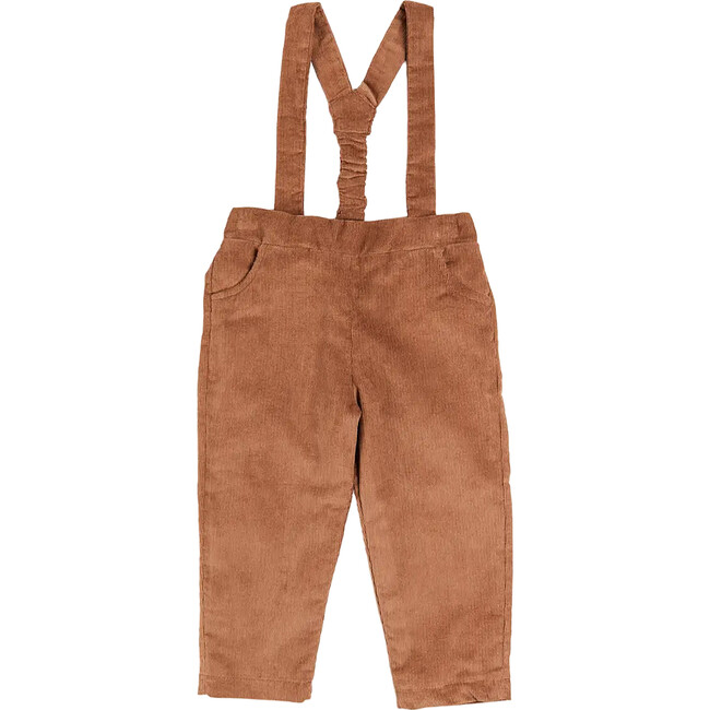 Shoulder Braces Front Pocket Corduroy Trousers, Caramel