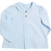 Peter Pan Collar Long Sleeve Front Pleat Shirt, Blue - Shirts - 1 - thumbnail