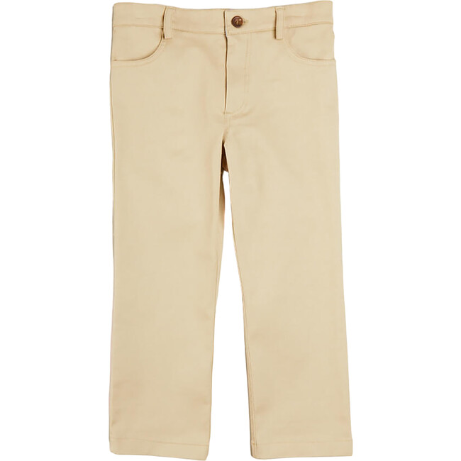 Plain Elastic Waistband 5-Pocket Chino Trousers, Camel