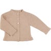 Long Sleeve Button-Up Cable Knit Cardigan, Beige - Cardigans - 1 - thumbnail