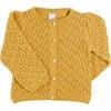 Openwork Long Sleeve Button-Up Knit Cardigan, Mustard - Cardigans - 1 - thumbnail