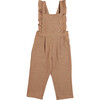 Chester Puppytooth Ruffle Button Long Dungarees, Caramel - Overalls - 1 - thumbnail