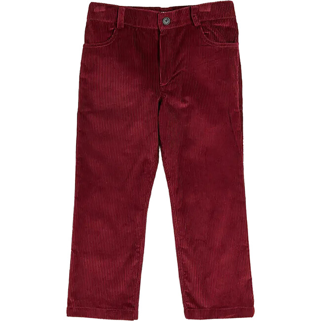 Corduroy Five Pocket Trousers, Burgundy - Pants - 1