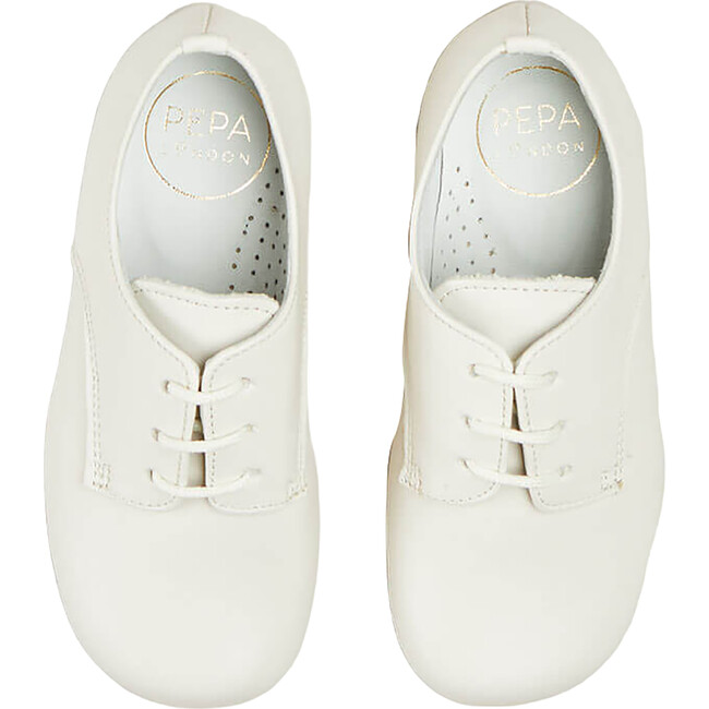 Boys Celebration Leather Lace Shoes, Ivory