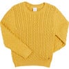 Crew Neck Long Sleeve Cable Knit Jumper, Mustard - Sweaters - 1 - thumbnail