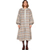 Women's Cameron Plaid Bishop Long Sleeve Snap Button Coat, Grey & Coco - Coats - 1 - thumbnail