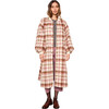 Women's Cameron Plaid Bishop Long Sleeve Snap Button Coat, Blush - Coats - 1 - thumbnail