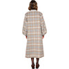 Women's Cameron Plaid Bishop Long Sleeve Snap Button Coat, Grey & Coco - Coats - 3