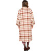 Women's Cameron Plaid Bishop Long Sleeve Snap Button Coat, Blush - Coats - 2