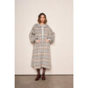 Women's Cameron Plaid Bishop Long Sleeve Snap Button Coat, Grey & Coco - Coats - 6