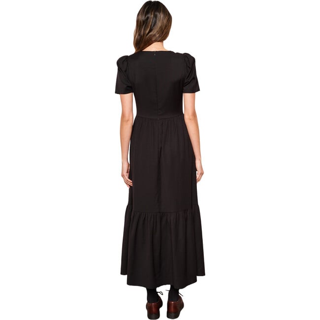 Women's Willow Princess Short Sleeve Tiered Midi Skirt Dress, Black - Dresses - 6