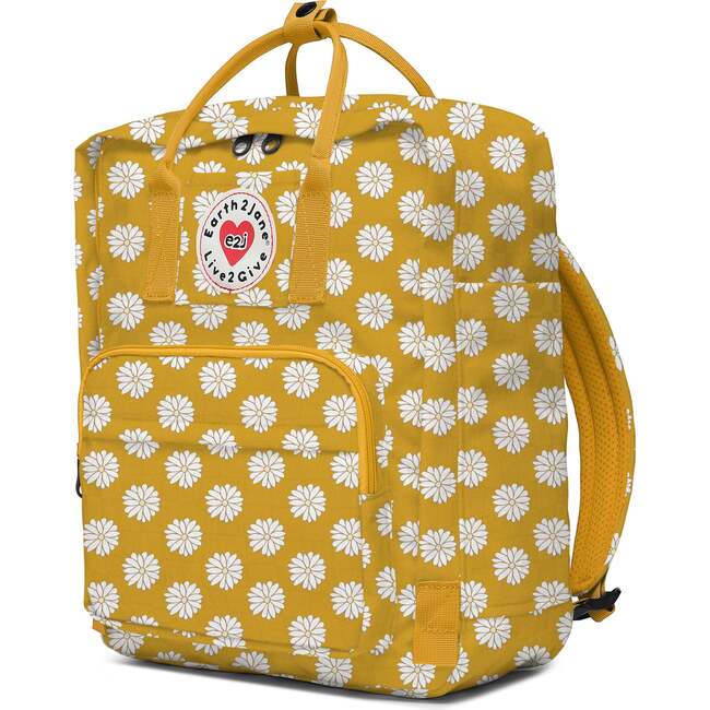 BackPack Yellow White Floral Kid's Bag Unisex Earth2Jane Adjustable ecofriendly Bag