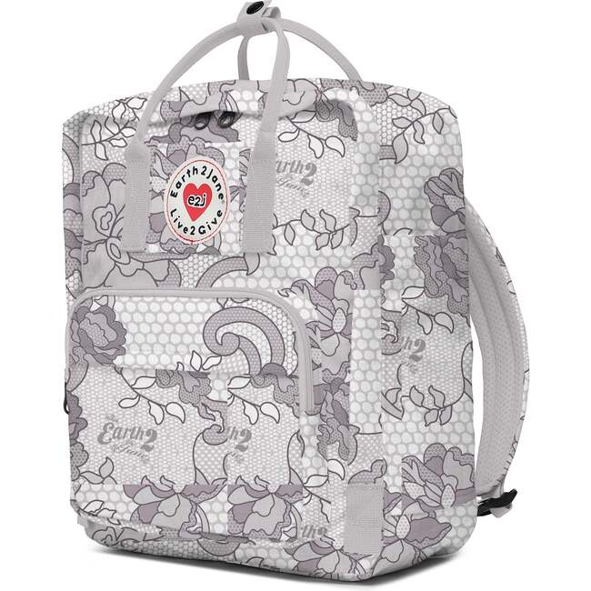 BackPack Grey Floral Kid's Bag Unisex Earth2Jane Adjustable ecofriendly Bag